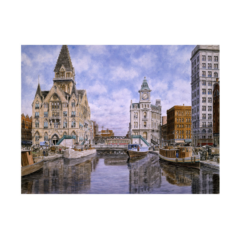 «Dewitt Clinton Square Ca 1907 Syracuse Ny on Canvas» par Stanton Manolakas, reproduction, H 14 po x l 19 po x P 2 po