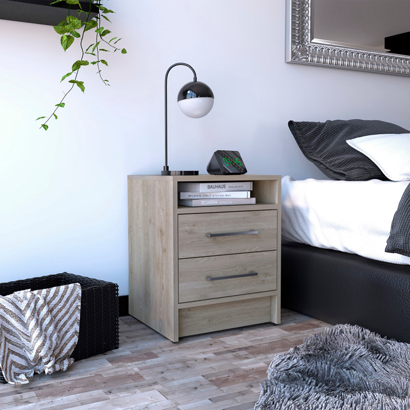 Alex-Jay 40cm W Manufactured Wood Bedside Table, Light Grey