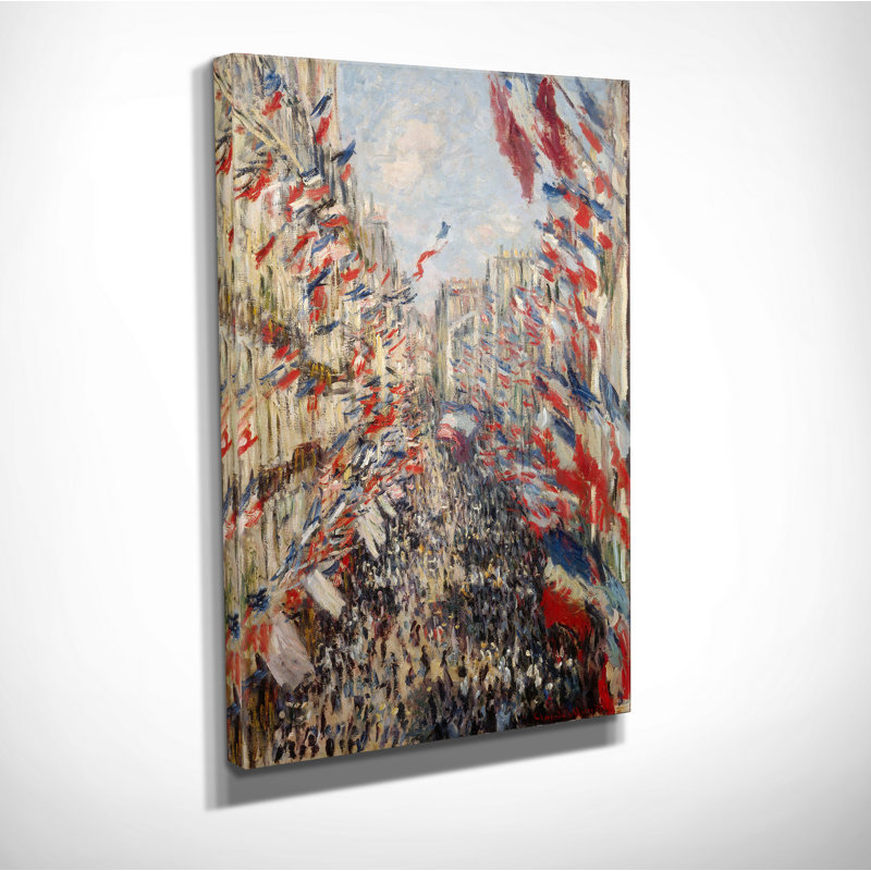 « rue montorgueil » par claude monet, reproduction d’art sur toile tendue, H 24 po x l 36 po x P 1,5 po