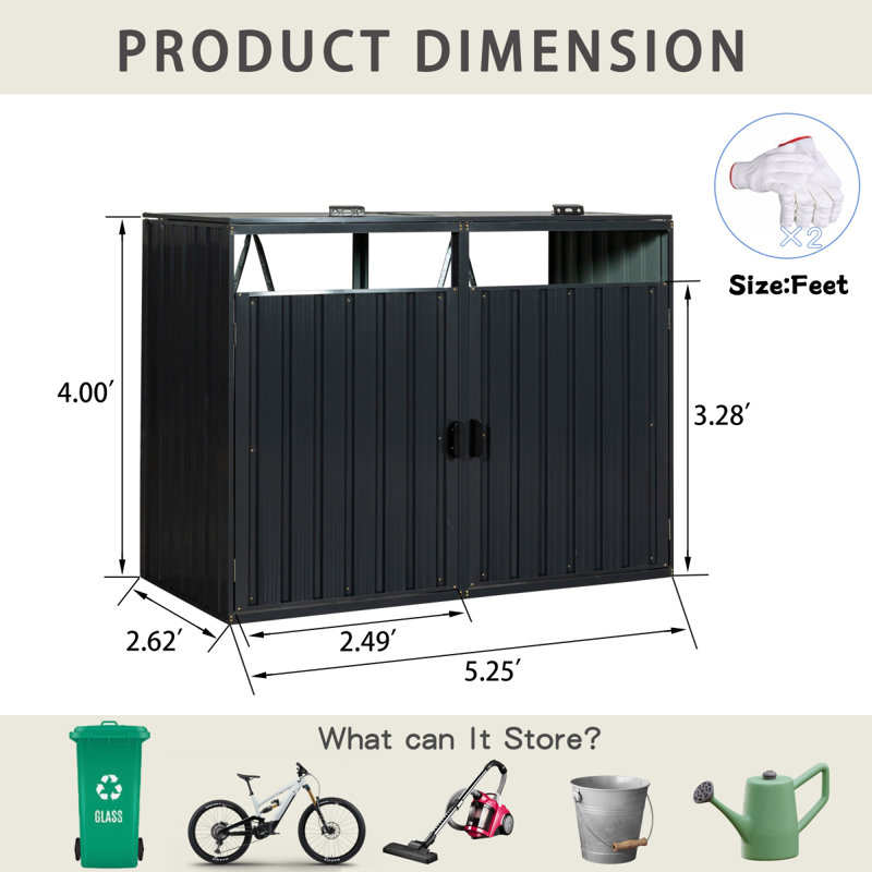Remise de rangement extérieure 10 pi x 8 pi, remise en métal toutes saisons avec portes verrouillables, remise à outils pour le jardin, le patio, la cour, la pelouse, gris
