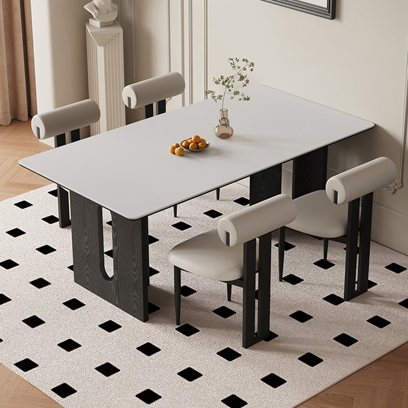 Nordic light luxury rectangular dining table set, 29.5”H x 78.7”L x 35.4”W