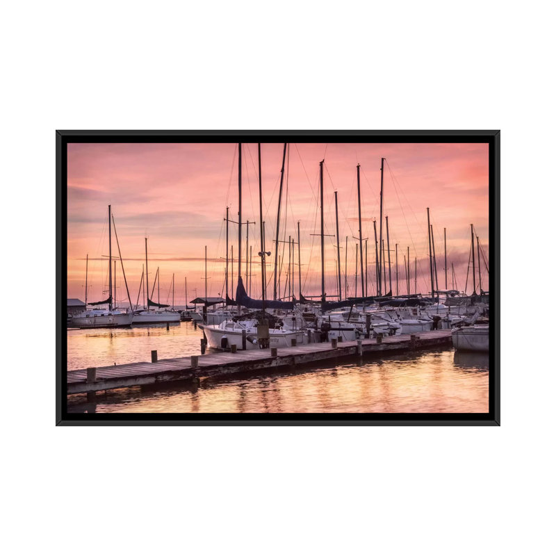 Ensemble de voile sur toile, H 18 po x l 26 po x P 1,5 po, Toile avec cadre noir, Pas de tapis
