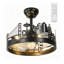 Ventilateur de plafond grillagé de 45 cm (17,72 pouces) avec motif de silhouette de bâtiment urbain, éclairage, télécommande et moteur réversible.