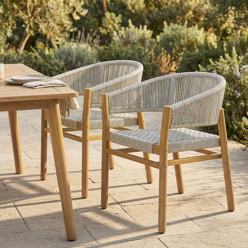 Ensemble de chaises d'extérieur pour 2 personnes avec sièges de jardin confortables et élégantes pour l'extérieur, Gris