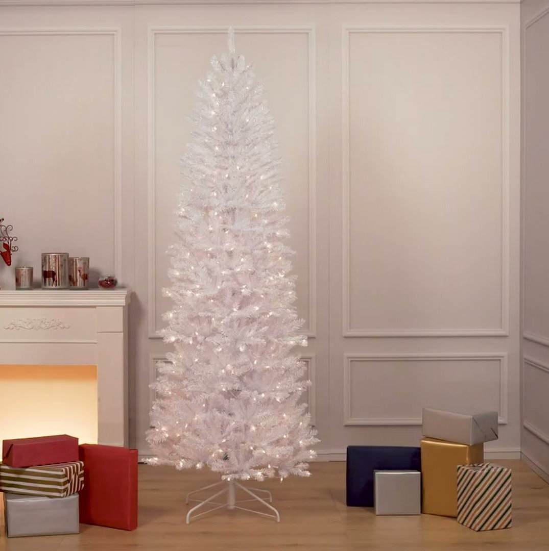 Hattaway Lighted Artificial Christmas Tree, 6.5' H