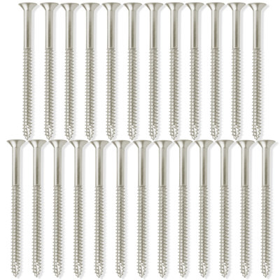 Satin Nickel Wood Screws #9 x 3 Inch for Door Hinges - 25 pack