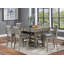 Transitional Style 2Pc Counter Height Chair Fabric Upholstered Seat Wire Brushed Slat Back Grey And Light Grey Finish Dining Room