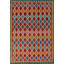 Tapis en laine multicolore réversible Kilim 7 x 9