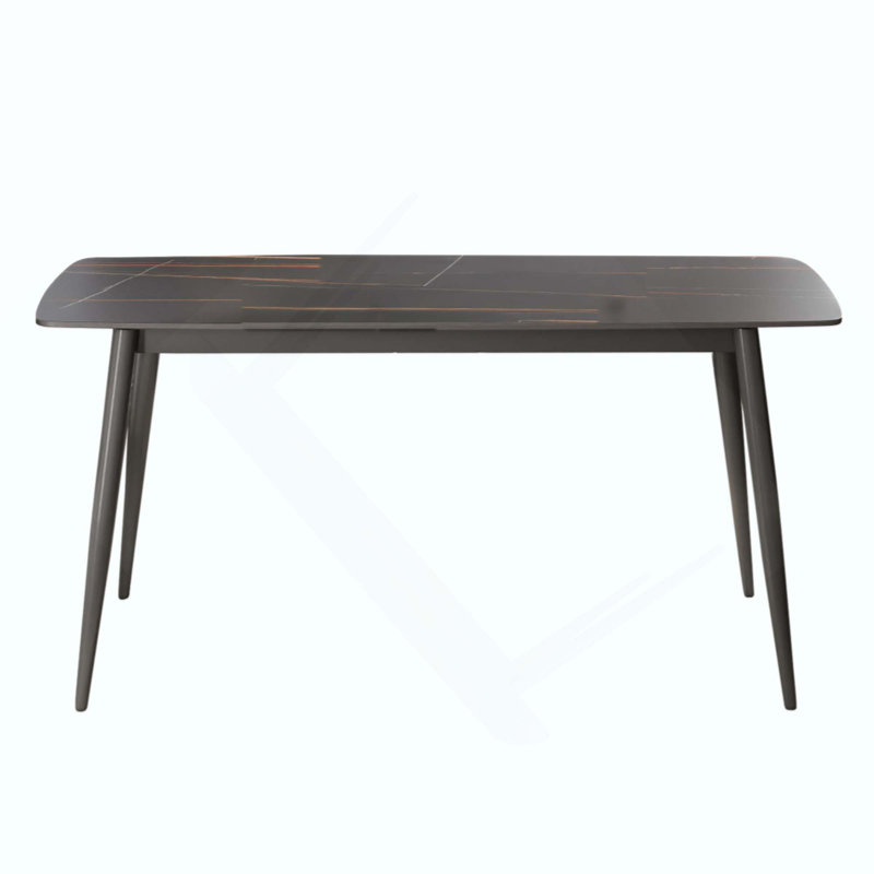 Table de salle à manger moderne à pieds incurvés en pierre artificielle moderne pouvant accueillir 6 personnes (table de salle à manger seulement)