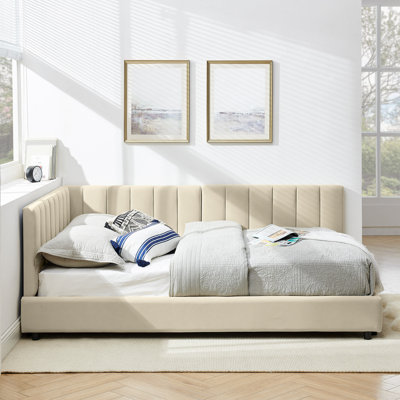 Upholstered Tufted Bed Frame, Sofa Bed Frame With Comfortable Backrest And Armrests, Bed For Bedroom, Living Room,Velvet