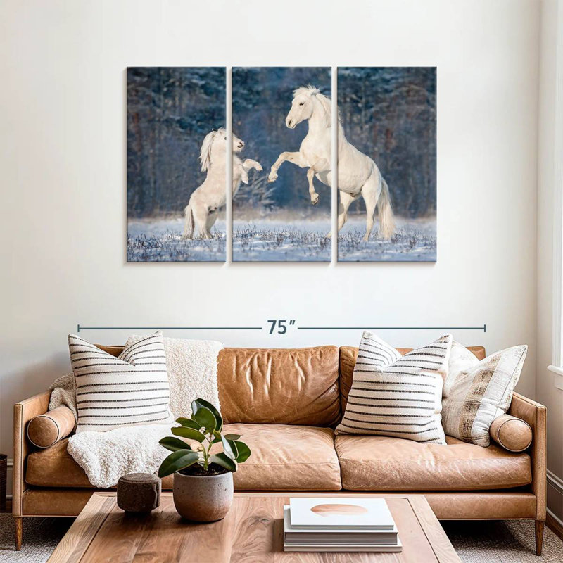 Brampt Winter White Horses, 24" H x 38" W