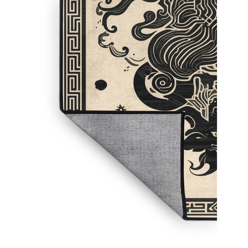 Tapis oriental beige classique lavable à la machine Oryn Cerberus, 8 x 10