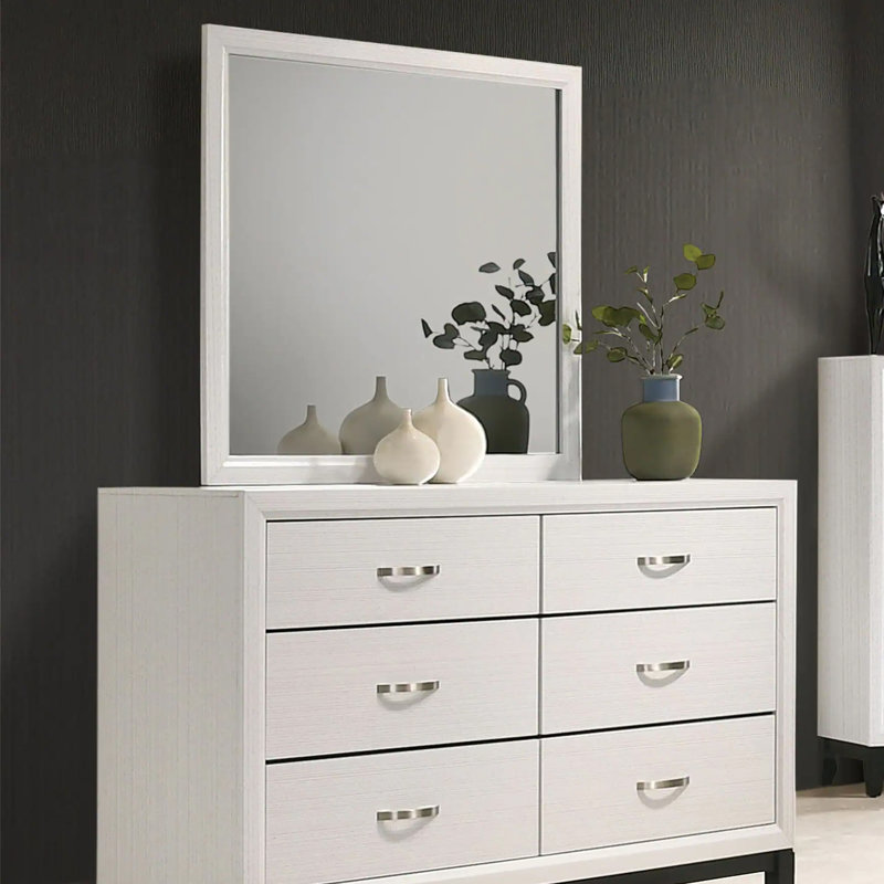 Miroir contemporain l 39,4 po, blanc, Blanc