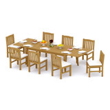 12 Seats 13 Pcs Grade-A Teak Wood Dining Set: 122" Atnas Double Extension Rectangle Table And 12 Devon Armless Chairs #11DV2800