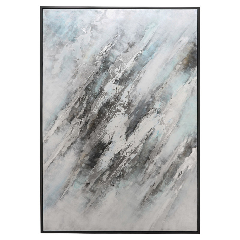 Abstract Canvas, Gray On Black Frame, Rectangle