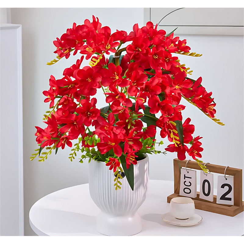 Arrangement floral orchidée artificielle dans un vase, Rouge