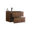 Meuble-lavabo mural en noyer de 24 po avec lavabo en céramique avec un trou de robinet, grand meuble-lavabo flottant de rangement pour salle de bain moderne, lavabo une pièce sans drain et robinet, pré-assemblé