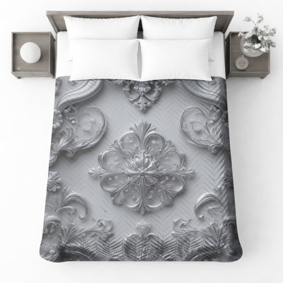 Couvre-lit matelassé Ornate Silver Embellishments
