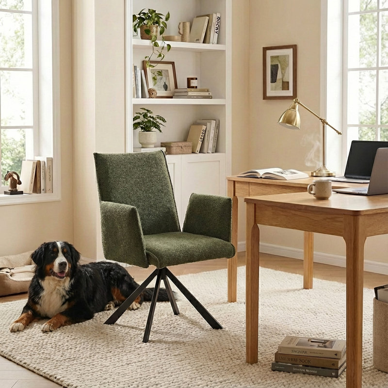 Chaise de bureau pivotante Sterica Boucle, Vert, Non