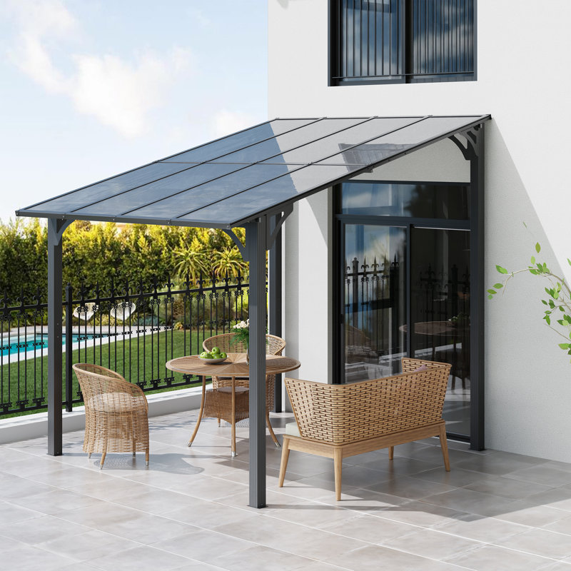 10 pi. L 10 pi. Pergola en aluminium avec auvent, H 99,2 po x l 92,9 po x P 103,5 po