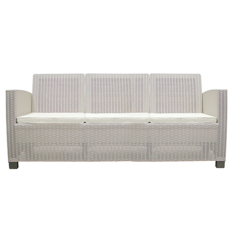 Sofa Patio Set, Taupe, 4 Pieces: Sofa, Table, 2 Chairs