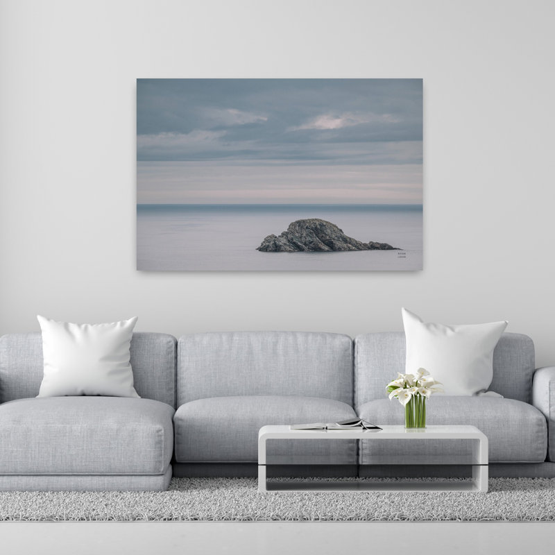 Art contemporain, paysage côtier abstrait, H 40 po x l 60 po