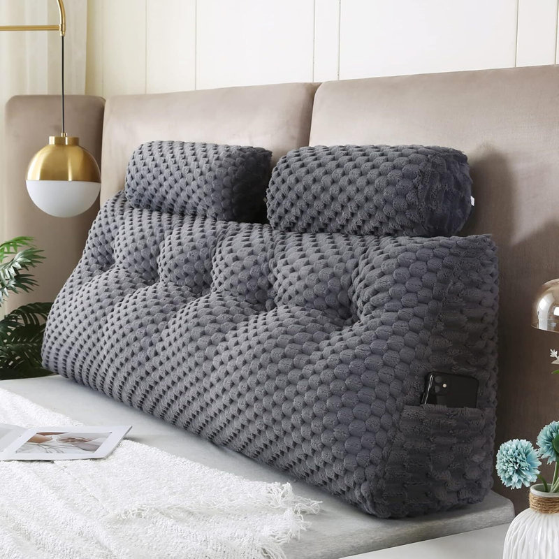 Coussin Velvet Wedge Bed, H 19,69 po x l 75,98 po, Gris