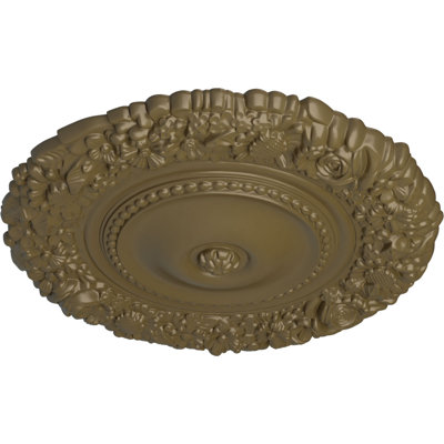 Endurathane Marseille Ceiling Medallion, 21"OD x 2"P (Fits Canopies up to 7 3/8"), Hand-Painted Mississippi Mud Finish