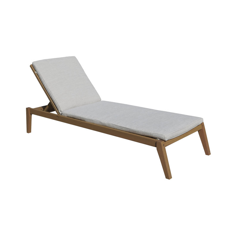 Byron Outdoor Eucalyptus Wood Chaise Lounge , Cushion Included