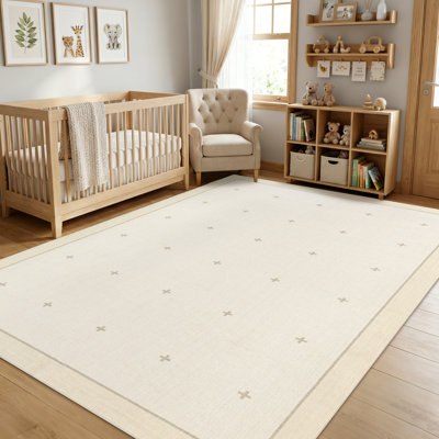 Tapis de couloir moderne à motif géométrique - Tapis en jute à bordure pour couloir, entrée, cuisine, salle de bain, bureau - antidérapant, velours court, lavable à la machine - Motifs à pois croisés