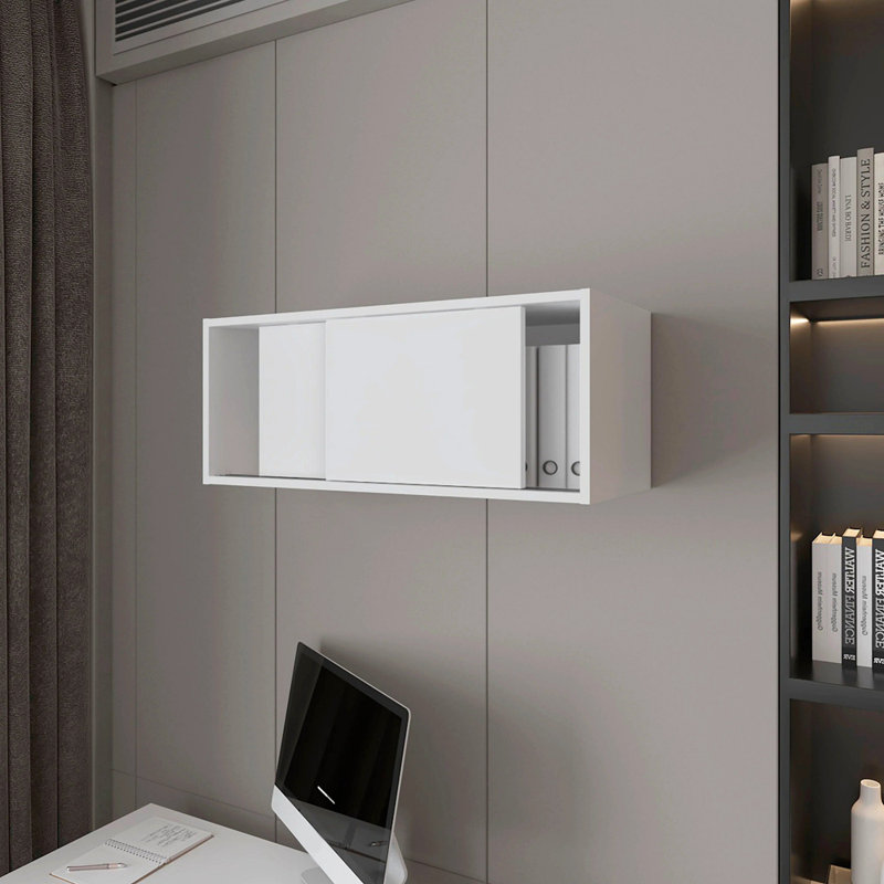 Armoire flottante avec porte coulissante, Blanc