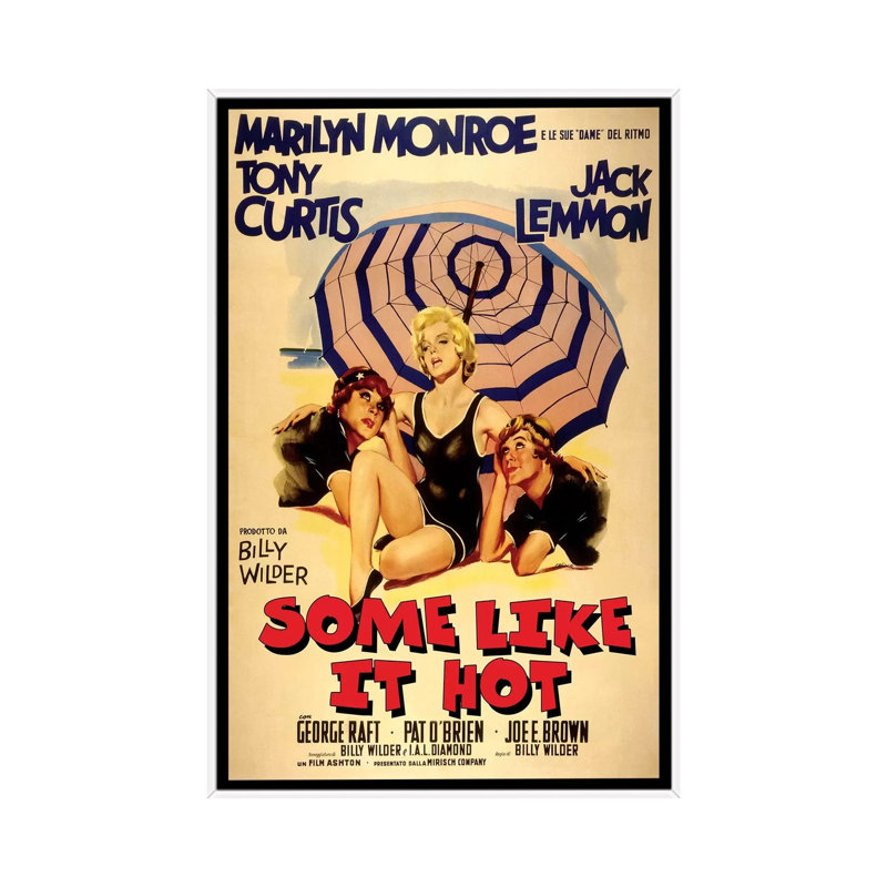 Some Like It Hot Film Poster (Italian Market) by Radio Days - Print on Canvas, 66.04 cm H x 45.72 cm W, White Framed