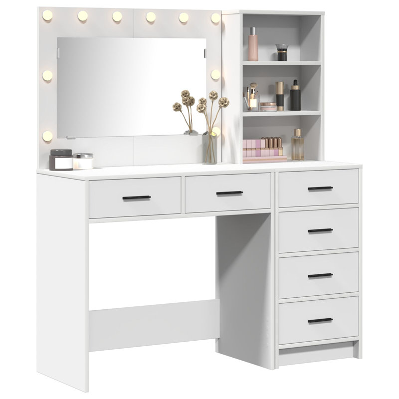 Set Of 2 Engineered Wood Standard Mirror, White