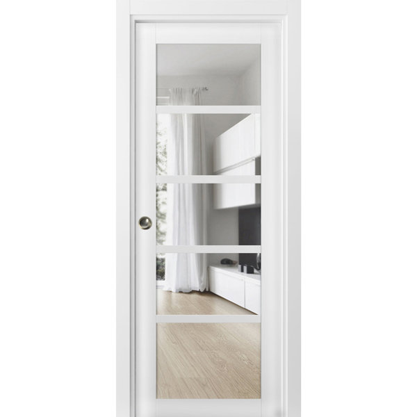 SARTODOORS Quadro Clear Glass Sliding Closet Door | Wayfair