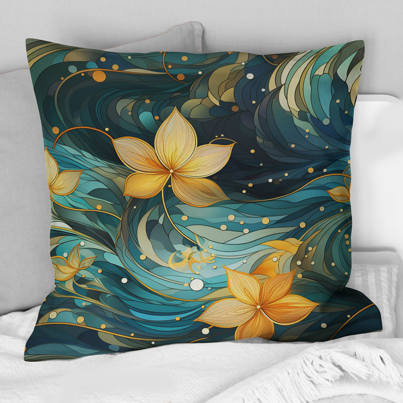 Inner Harmony Exploration Mediation III - Coussin décoratif à imprimé floral, H 18 po x l 18 po