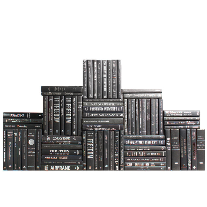 Livres décoratifs - Onyx et mur de livres argent - Ensemble de 75 livres noirs, 75