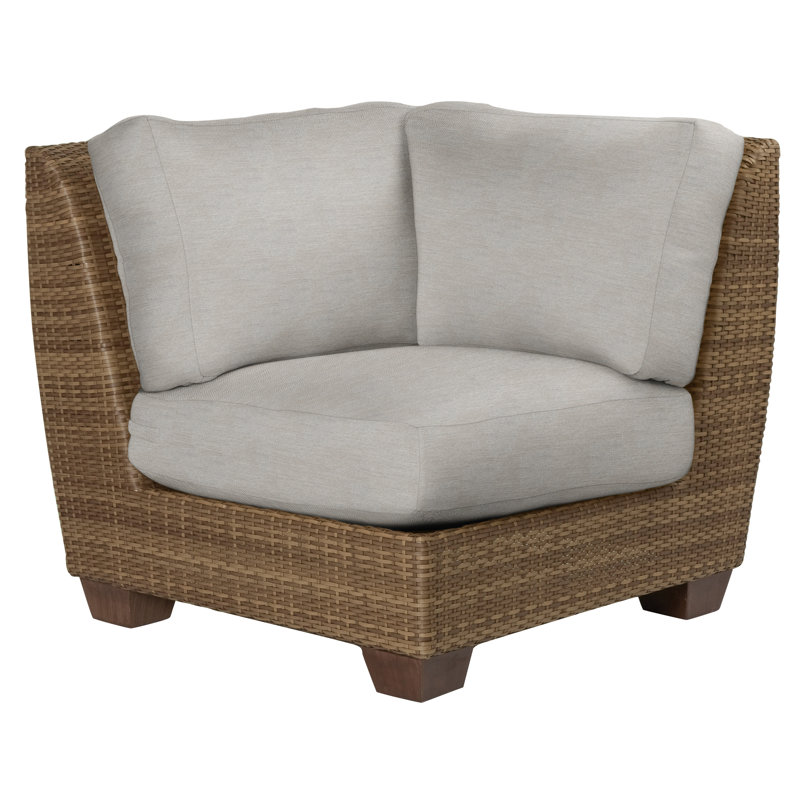 Saddleback Premium All-Weather Wicker Outdoor Lounge Chair, Impact Vapor Gray Sunbrella®, Mocha