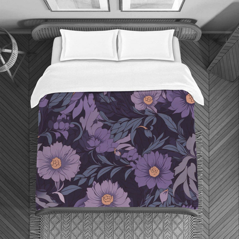 Housse de couette , Housse de couette pour grand lit, Gris / Mauve