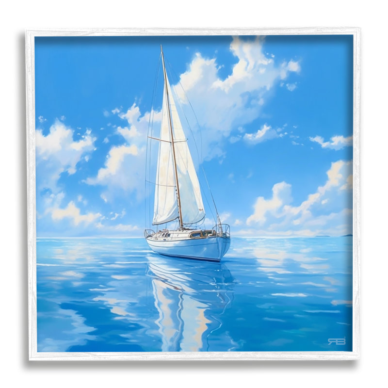 Vivid Blue Sailboat Reflection Canvas Wall Art, 17 x 17