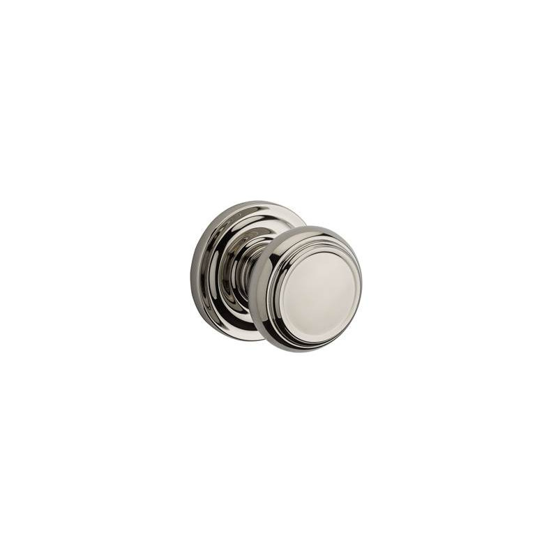 Traditional Double Dummy Door Knob with Traditional Round Rose, Polished Nickel