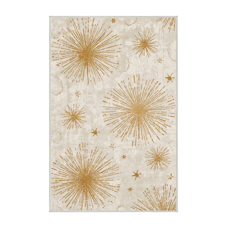 Tapis abstrait moderne et contemporain lavable à la machine Rhawnhurst New Years, 8x10