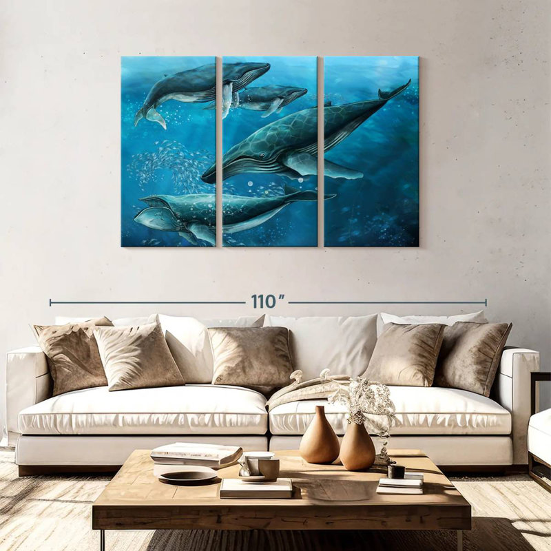 Brampt Pod Of Humpback Whales, 48" H x 74" W