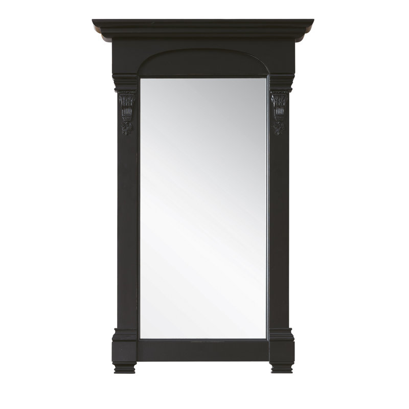 Brookfield Flat Solid Wood Wall Mirror, Antique Black, 41" H x 26" W