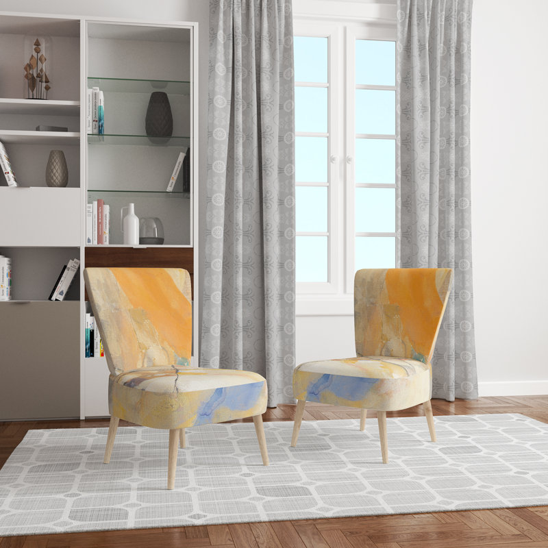 Confettis minimaliste / forme géométrique abstraite - chaise d'appoint rembourrée moderne, Jaune