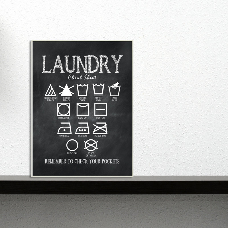 « Laundry Cheat Sheet », art textuel, 10 po x 15 po, Plaque murale