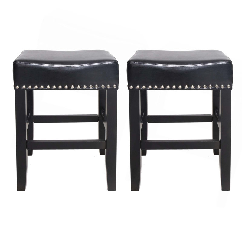 Tabouret de comptoir sans dossier, ensemble de 2, Tabouret de comptoir (siège d'une hauteur de 26,7, Noir