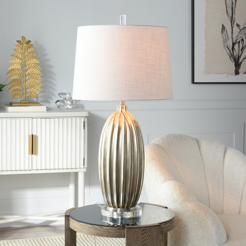 Poly Table Lamp - Laslo Silver - White Shade