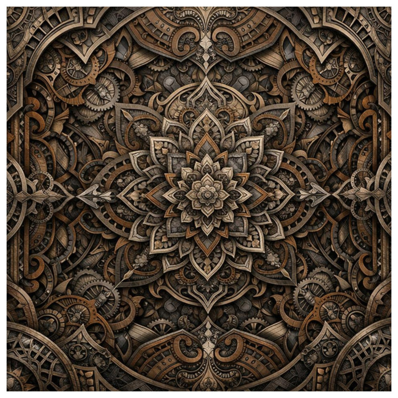 Couvre-lit matelassé Intricate Steampunk Mandala toutes tailles, Grand lit