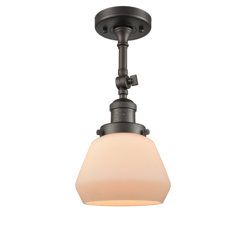 Chill Glass Semi Flush Mount, Oil Rubbed Bronze, Matte White Cased