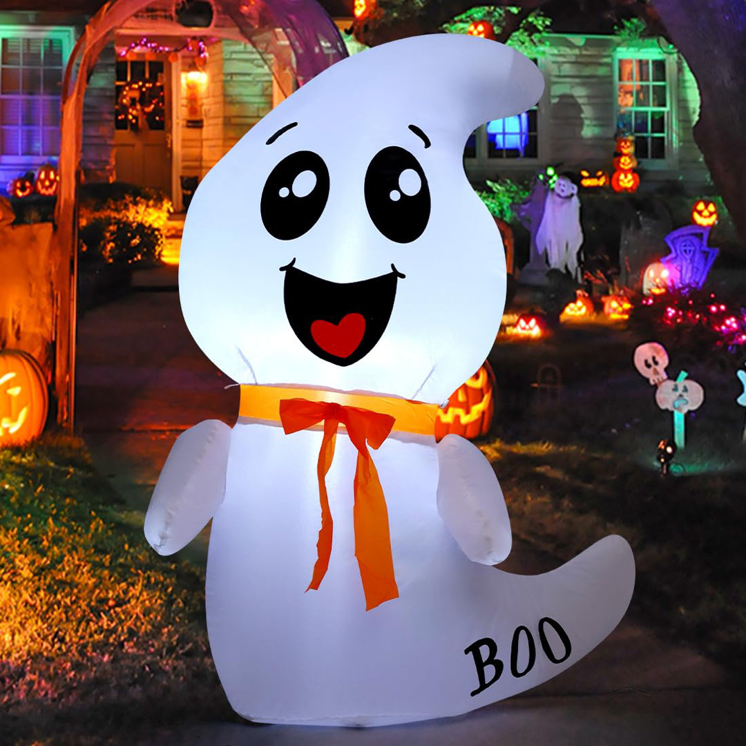 Halloween Inflatables 4 FT Tall Cute Inflatable Halloween Ghost Decorations with Build-in LEDs GOOSH
